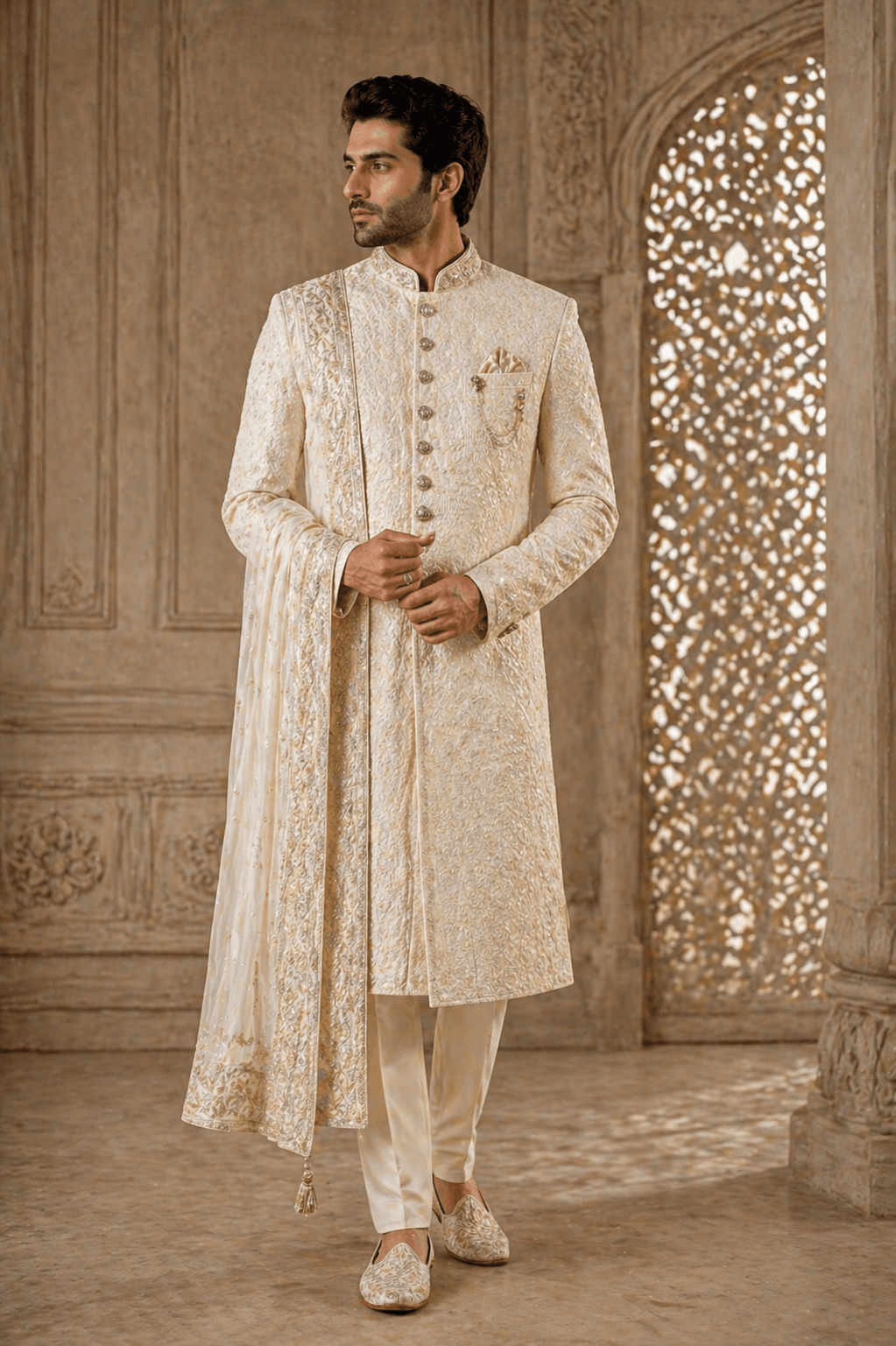 Ivory Sherwani Set